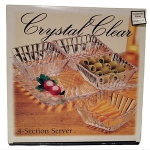Vtg Crystal Clear Alexandria 4 Bowls 1 Plate Server Relish Sauces Pickles
